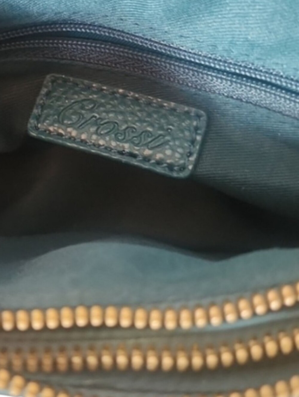 Crossi Teal Leather Crossbody with Gold Chain Strap - Picture 5 of 5